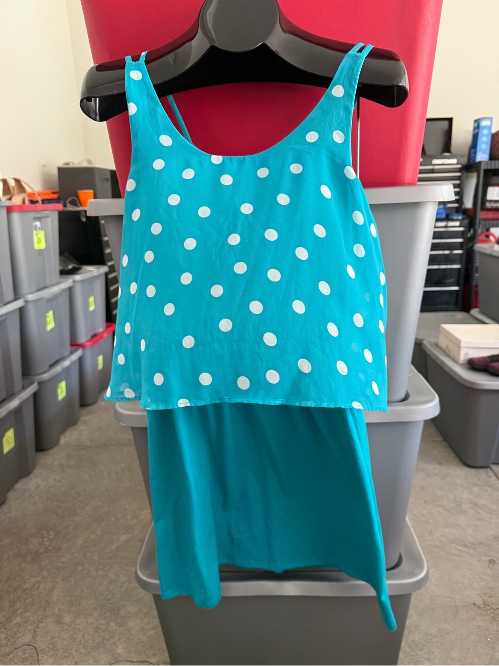 Turquoise Polka Dot Tank Dress mp29